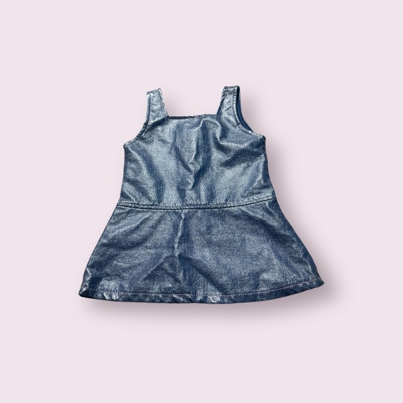 Vintage Toddler Girl Sparkle Brand Half Zip Faux Leather Metallic Tank Size 4 - Picture 2 of 13